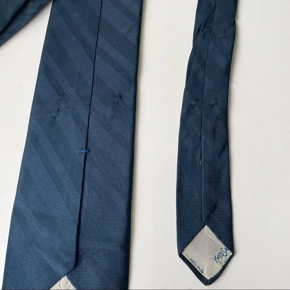 Vtg. YSL Blue Striped Tie